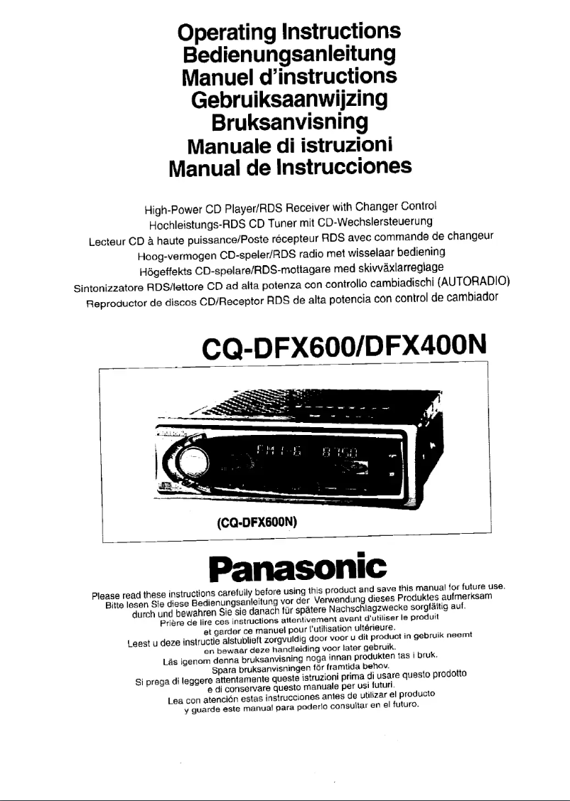 Page 1 de la notice Manuel utilisateur Panasonic CQ-DFX600N