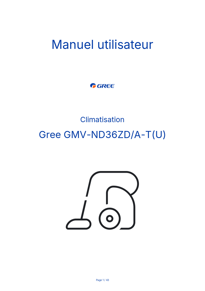 Page n°1 - Manuel utilisateur Gree GMV-ND36ZD/A-T(U)