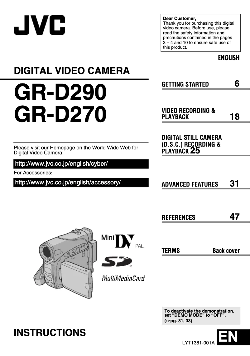 Image de la première page du manuel de l'appareil GR-D270