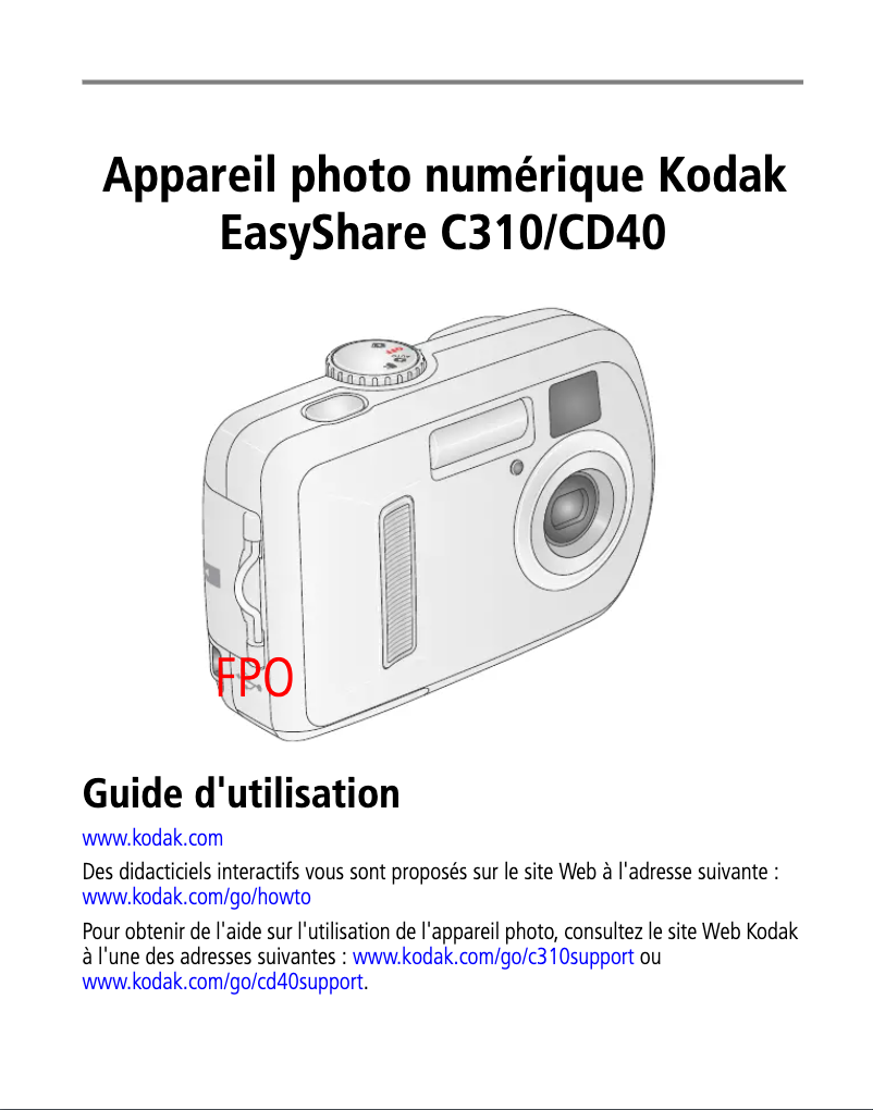 Page 1 de la notice Manuel utilisateur Kodak EasyShare C310