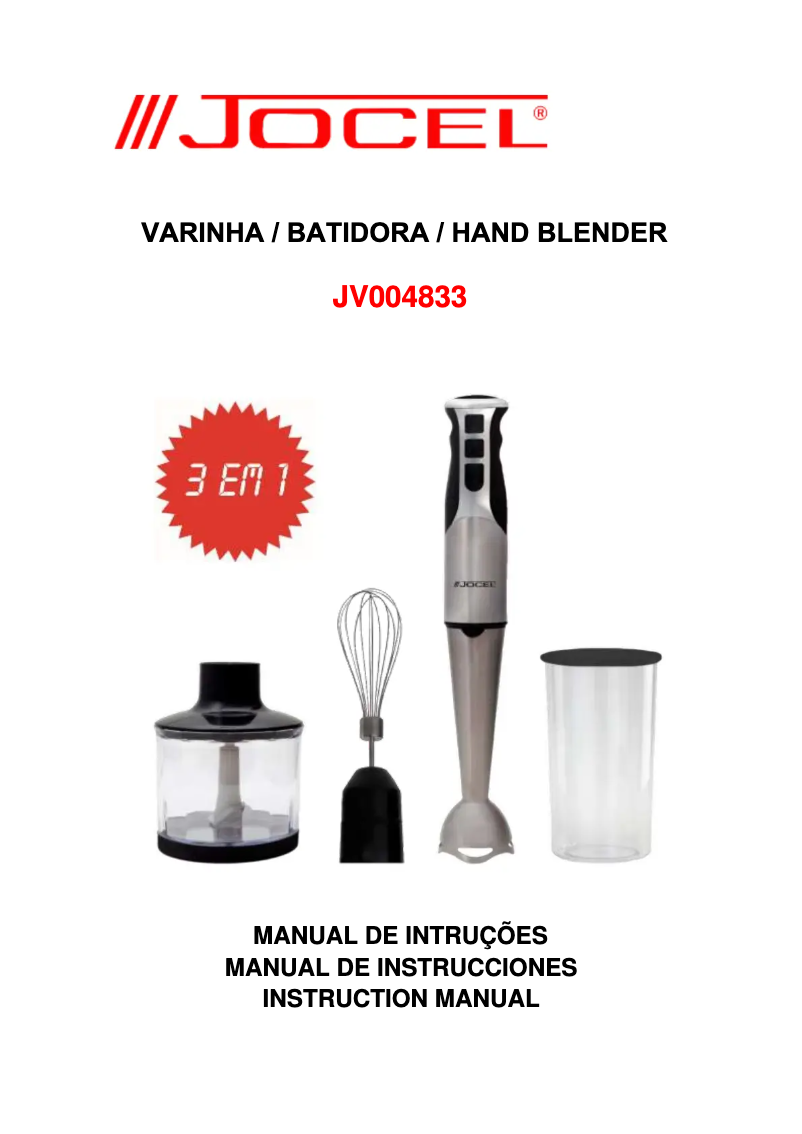 Page n°1 - Manuel utilisateur Jocel JV004833