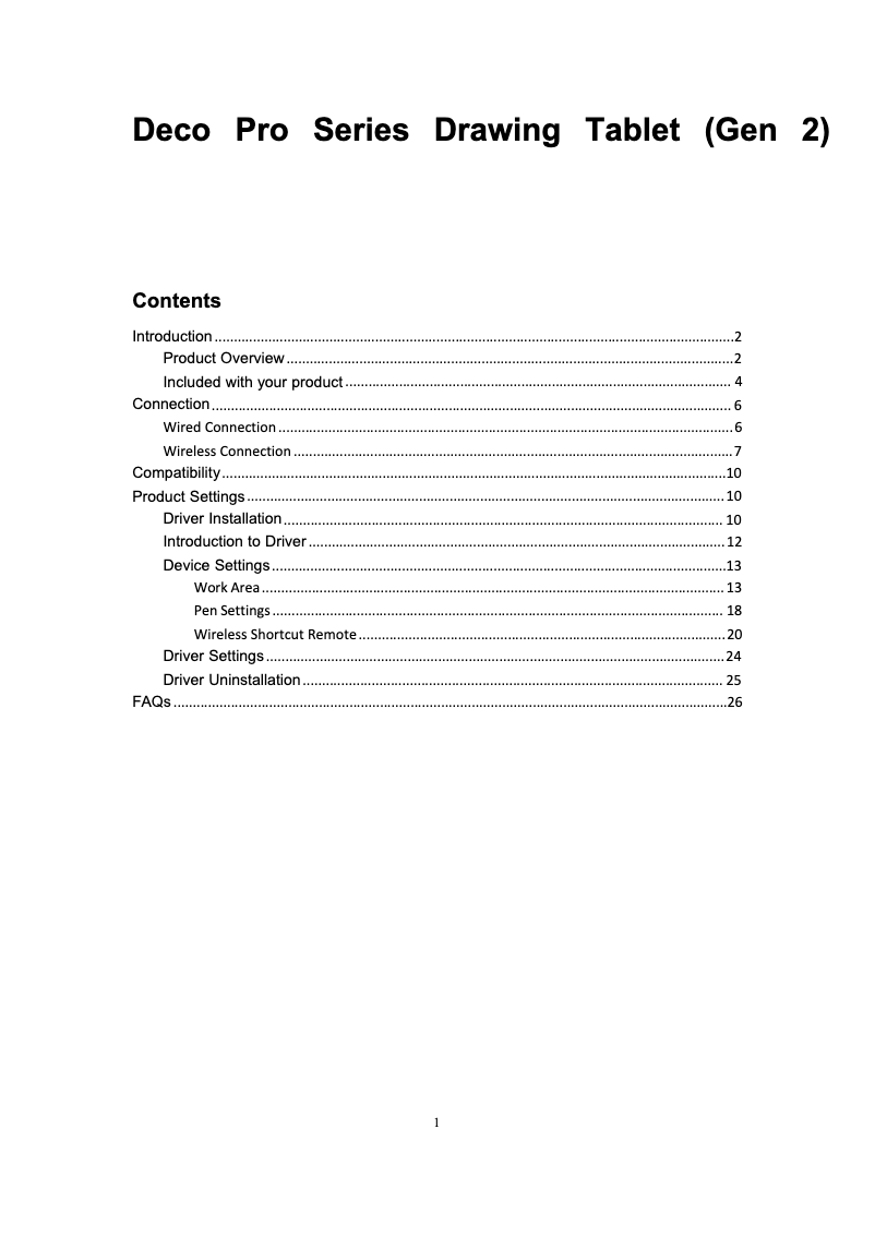 Page 1 de la notice Manuel utilisateur XP-PEN Deco Pro (Gen 2)