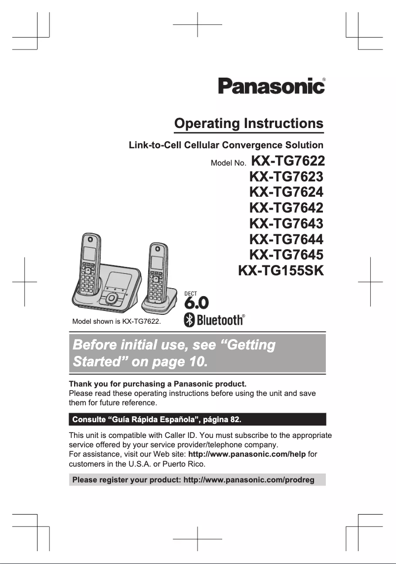 Image de la première page du manuel de l'appareil KX-TG7641