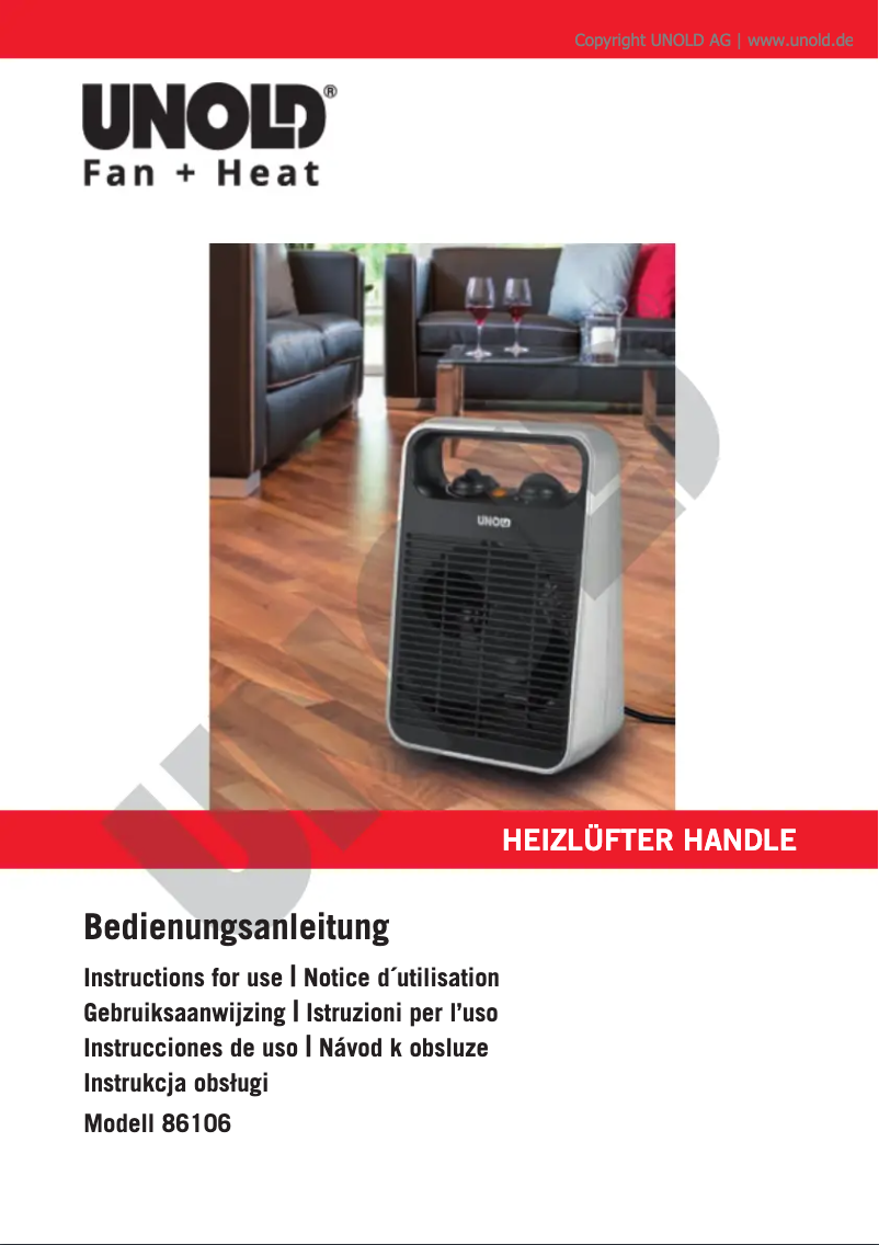 Page 1 de la notice Manuel utilisateur Unold 86106