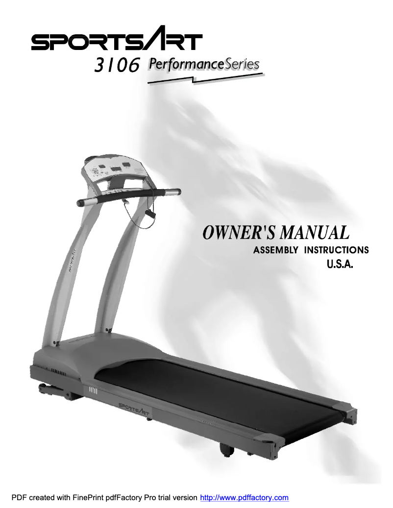 Page 1 de la notice Manuel utilisateur SportsArt 3106