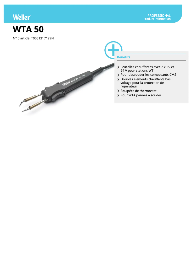 Page n°1 - Fiche technique Weller WTA 50