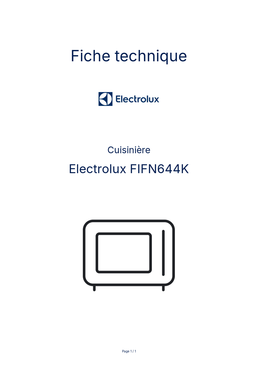 Page n°1 - Fiche technique Electrolux FIFN644K