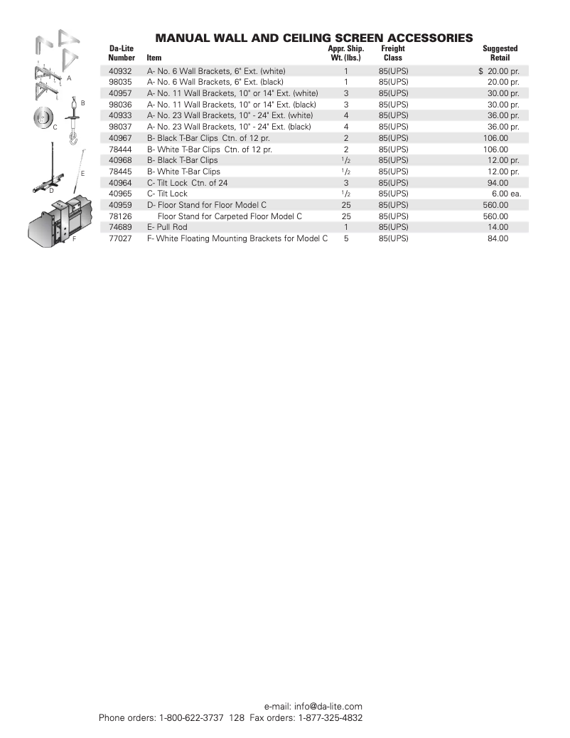 Page n°1 - Manuel utilisateur Da-Lite 98036