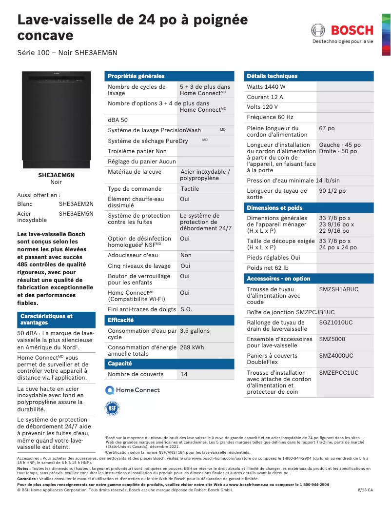Image de la première page du manuel de l'appareil SHE3AEM6N