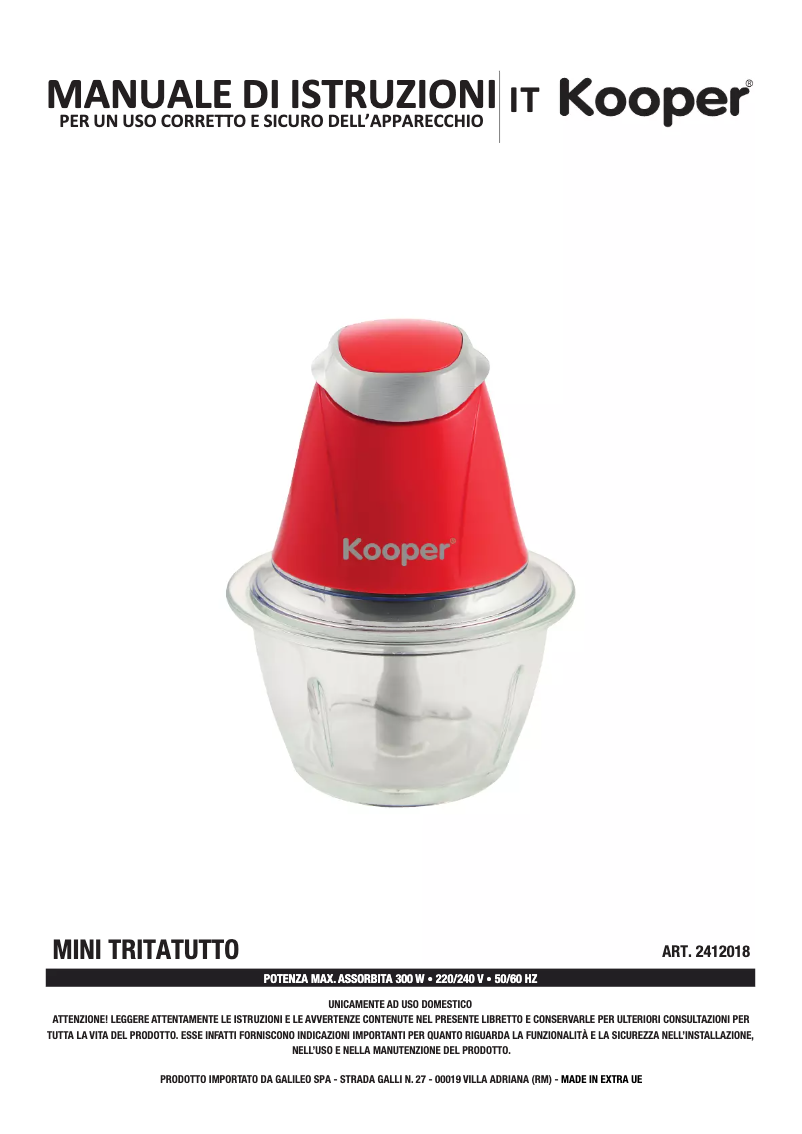 Page 1 de la notice Manuel utilisateur Kooper 2412018