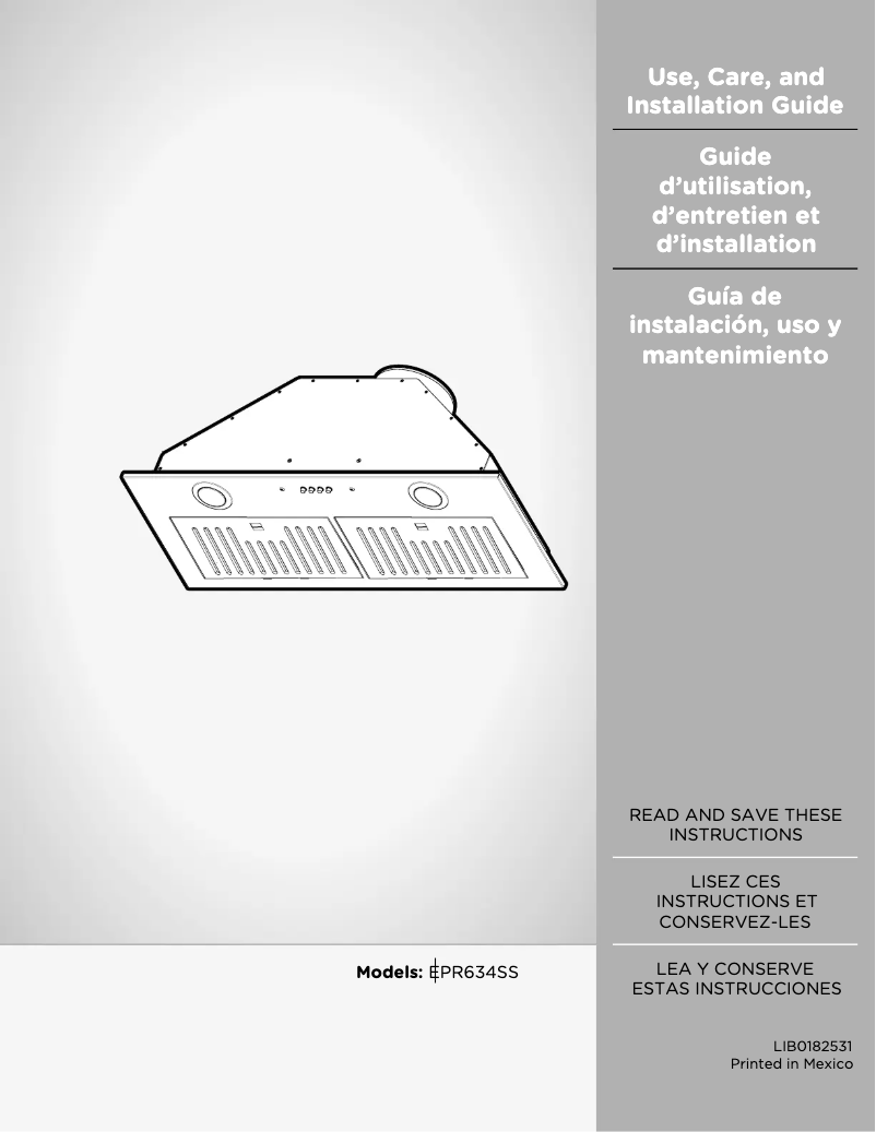 Page 1 de la notice Guide d'installation Elica Palermo EPR628S1