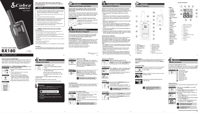 Page 1 de la notice Manuel utilisateur Cobra RX180
