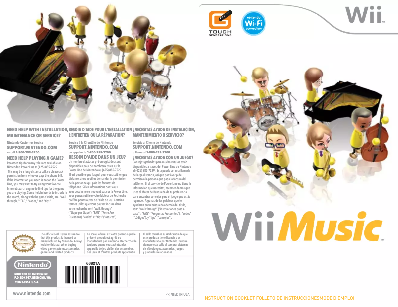 Page 1 de la notice Manuel utilisateur Nintendo Wii Music (Wii)