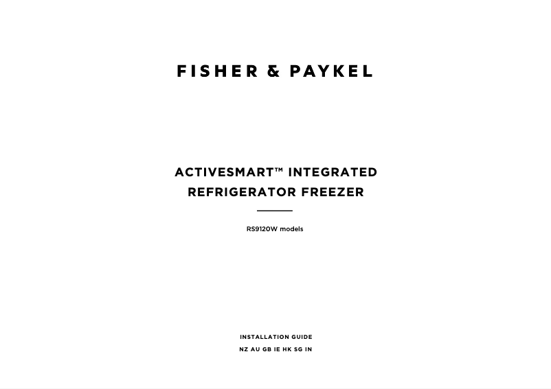Page 1 de la notice Guide d'installation Fisher & Paykel RS9120WLJ2