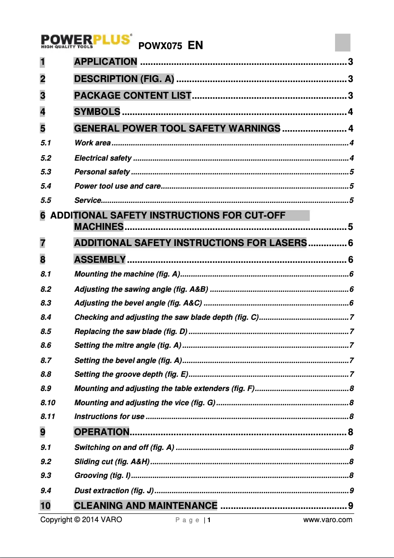 Image de la première page du manuel de l'appareil POWX075