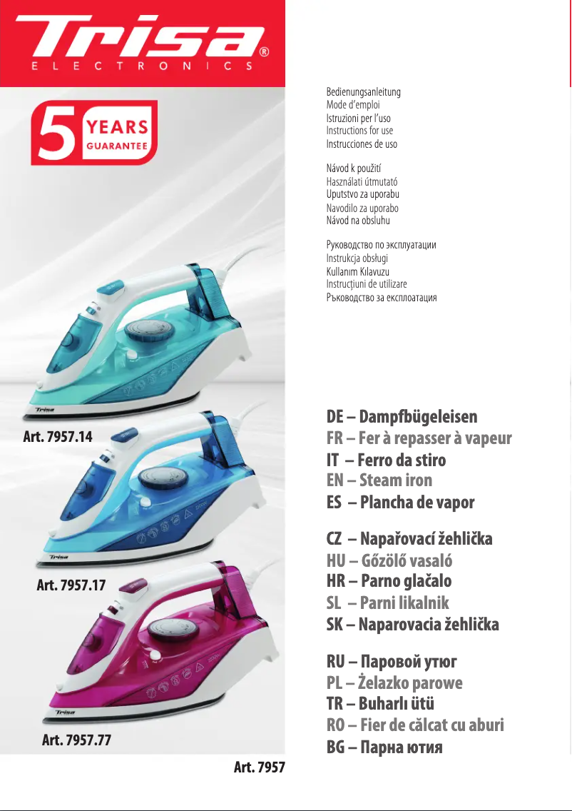 Image de la première page du manuel de l'appareil Comfort Steam i5717