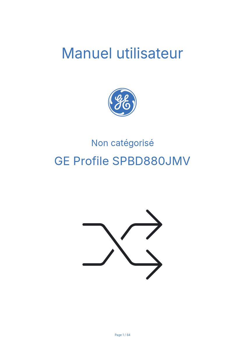 Page n°1 - Manuel utilisateur GE Profile SPBD880JMV