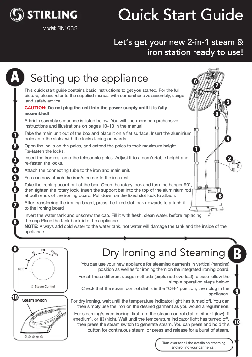 Page n°1 - Guide de démarrage rapide Stirling 2IN1GSIS