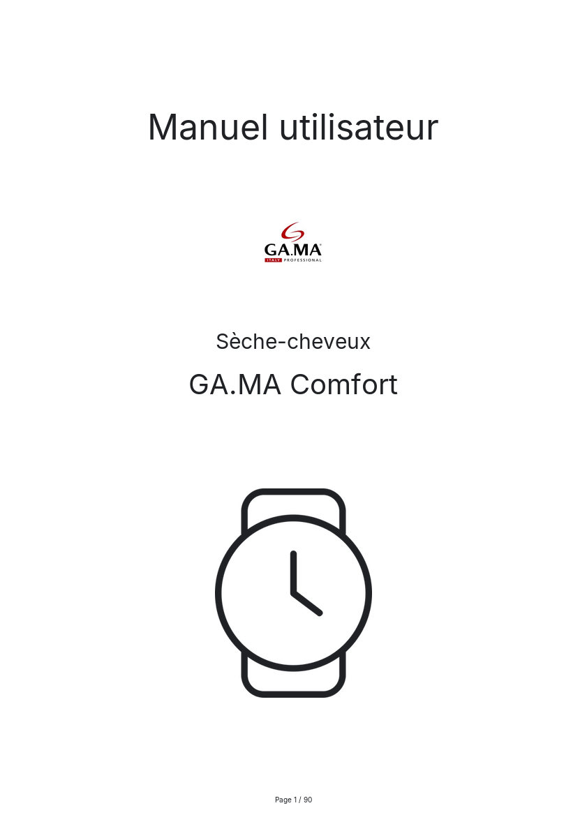 Page n°1 - Manuel utilisateur GA.MA Comfort