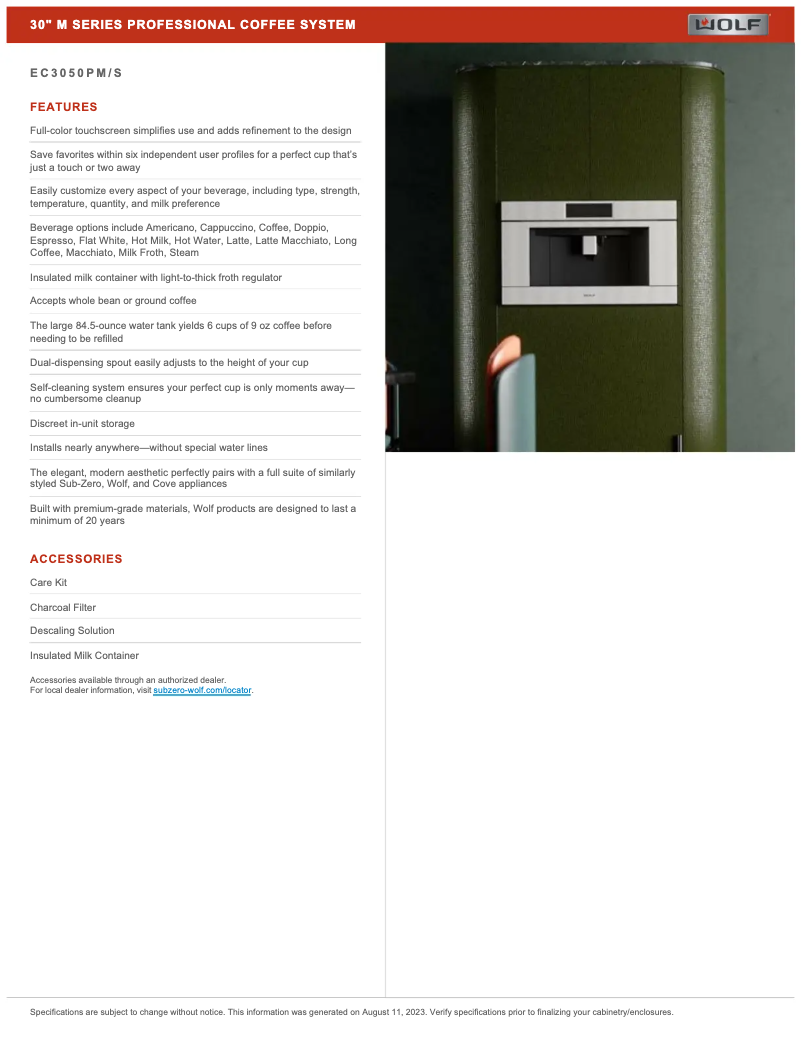 Page 1 de la notice Manuel utilisateur Wolf EC3050PM/S