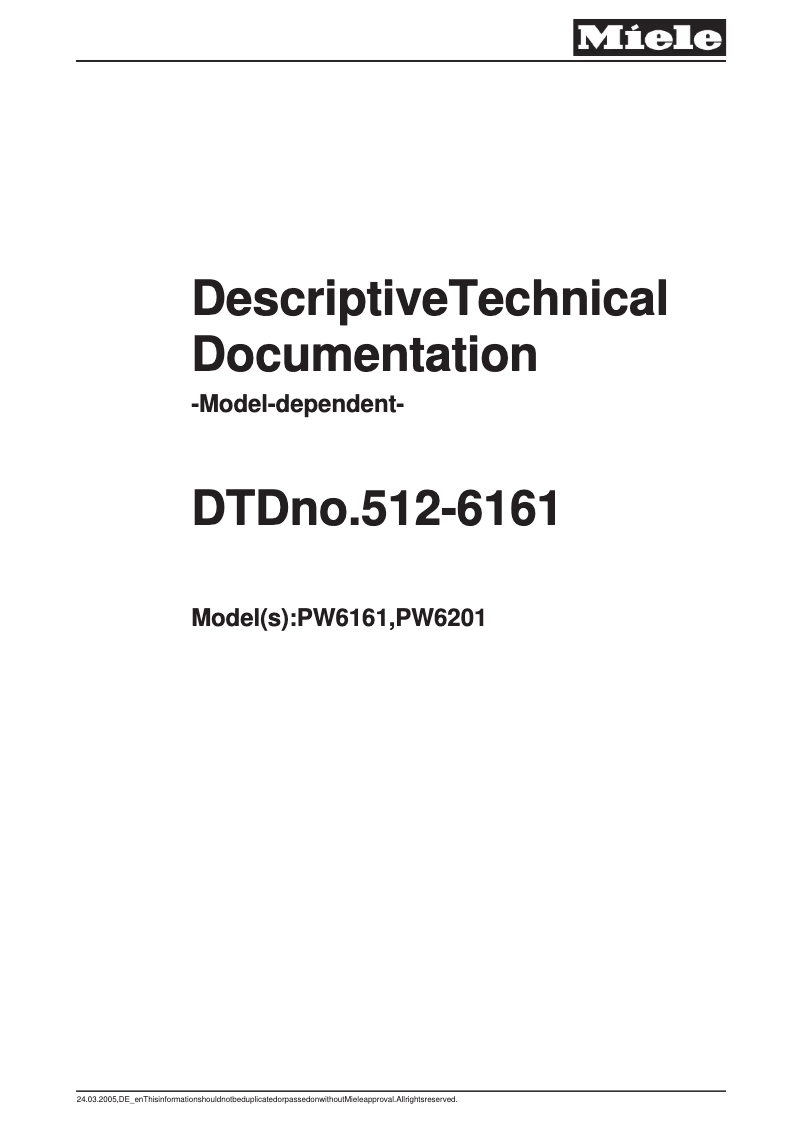 Page 1 de la notice Manuel utilisateur Miele PW 6101