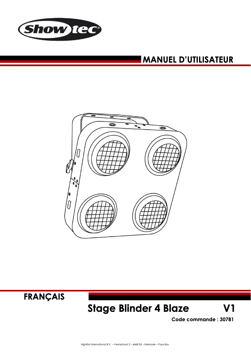 Image de la première page du manuel de l'appareil Stage Blinder 4 Blaze