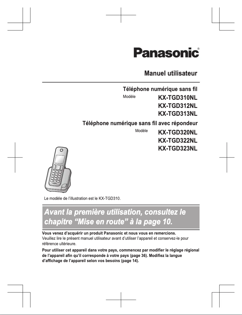 Page n°1 - Manuel utilisateur Panasonic KX-TGD322NL