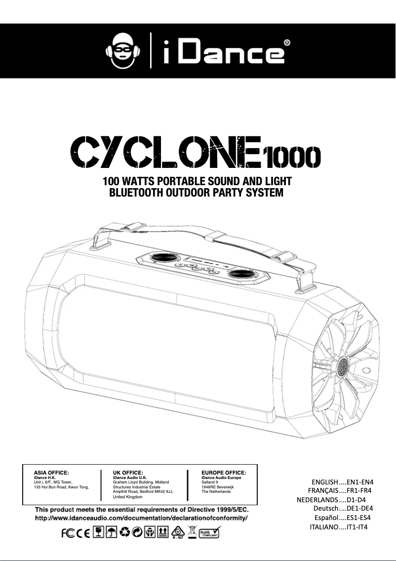 Page n°1 - Manuel utilisateur iDance Cyclone 1000