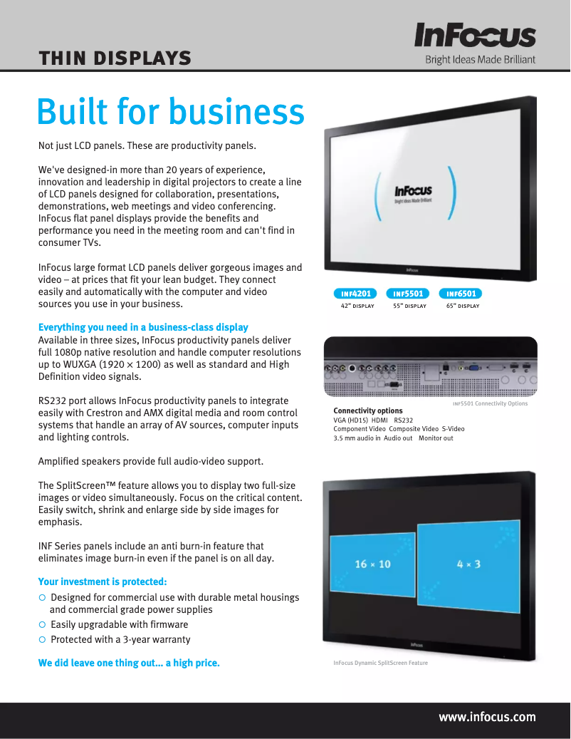 Page 1 de la notice Manuel utilisateur InFocus INF5501