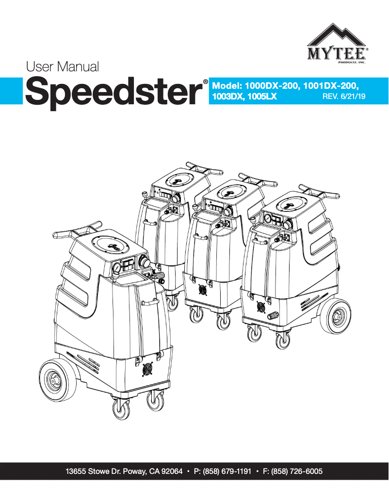 Page 1 de la notice Manuel utilisateur Mytee Speedster 1003DX-230