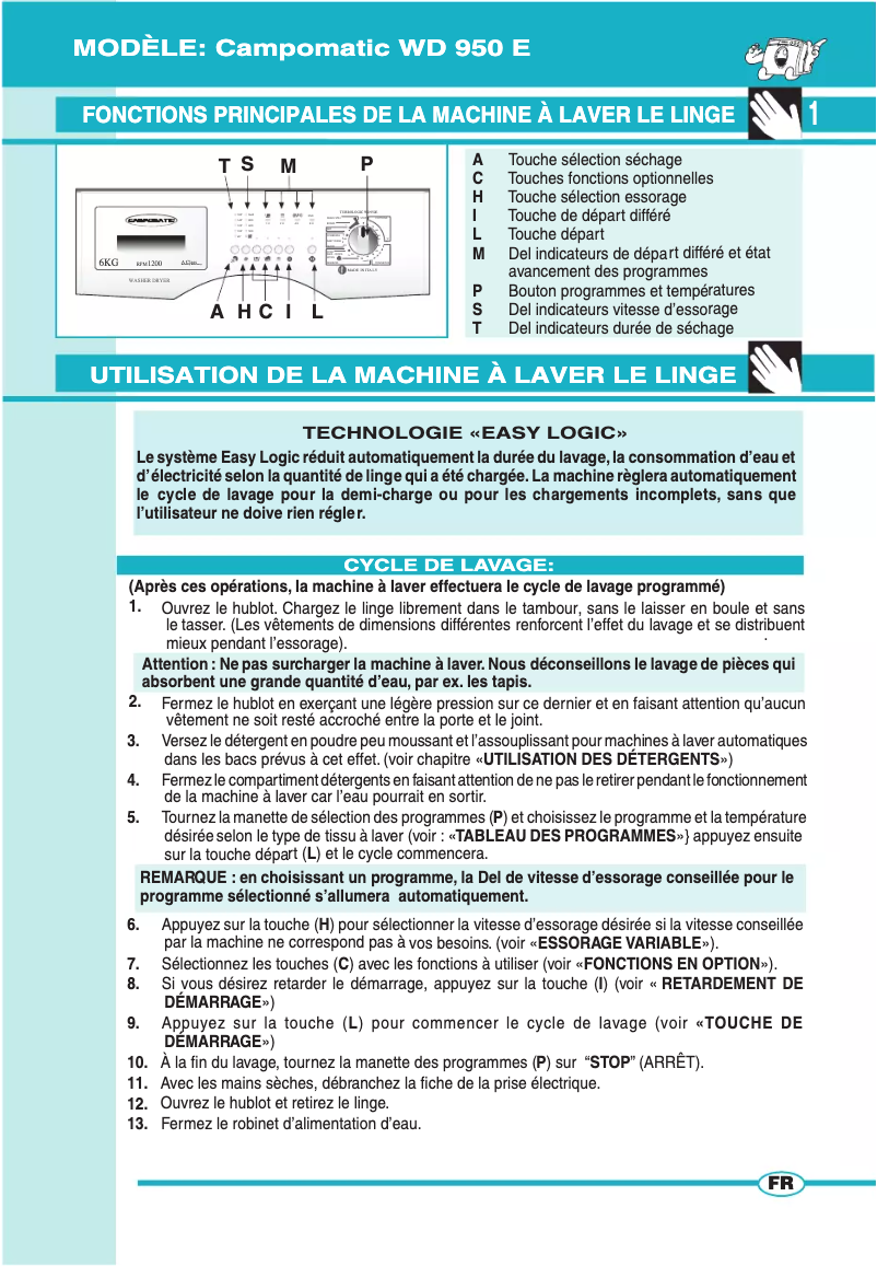 Image de la première page du manuel de l'appareil WD950E