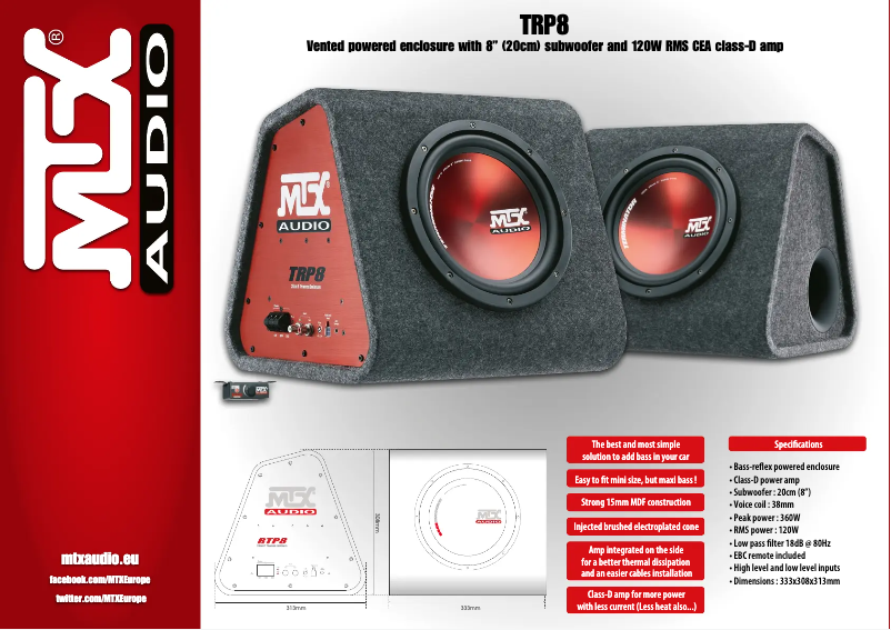 Page 1 de la notice Fiche technique MTX Audio TRP8