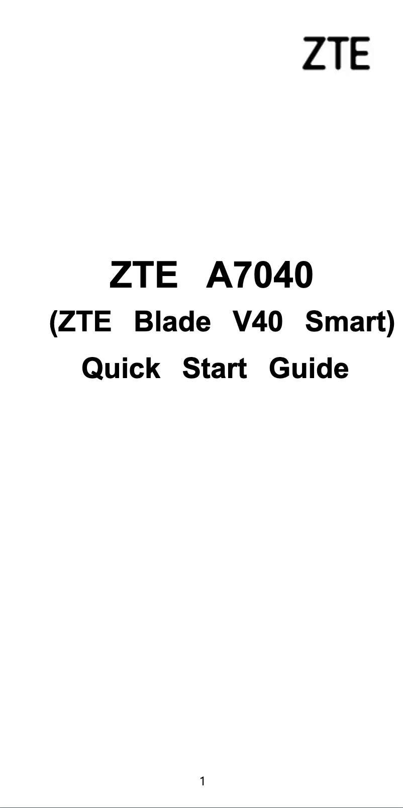 Page n°1 - Manuel utilisateur ZTE Blade V40 Smart