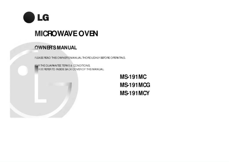 Page 1 de la notice Manuel utilisateur LG MS-191MC