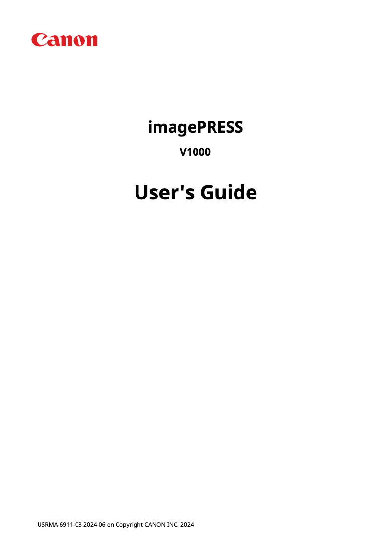 Page n°1 - Manuel utilisateur Canon imagePRESS V1000