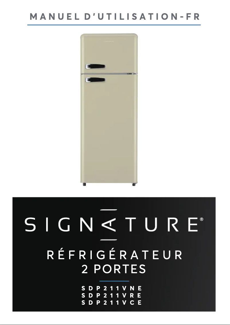 Page 1 de la notice Manuel utilisateur Signature SDP211VRE