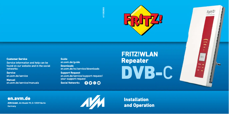 Page n°1 - Manuel utilisateur AVM FRITZ WLAN Repeater DVB-C Edition In