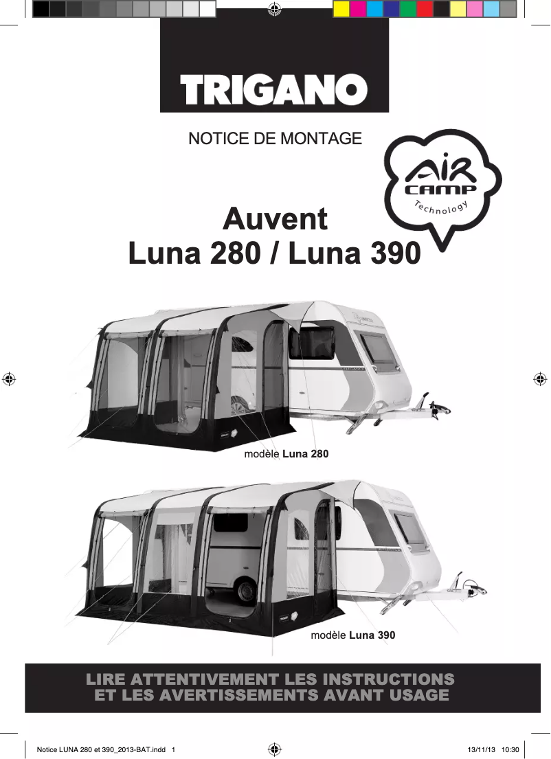 Image de la première page du manuel de l'appareil Luna 280