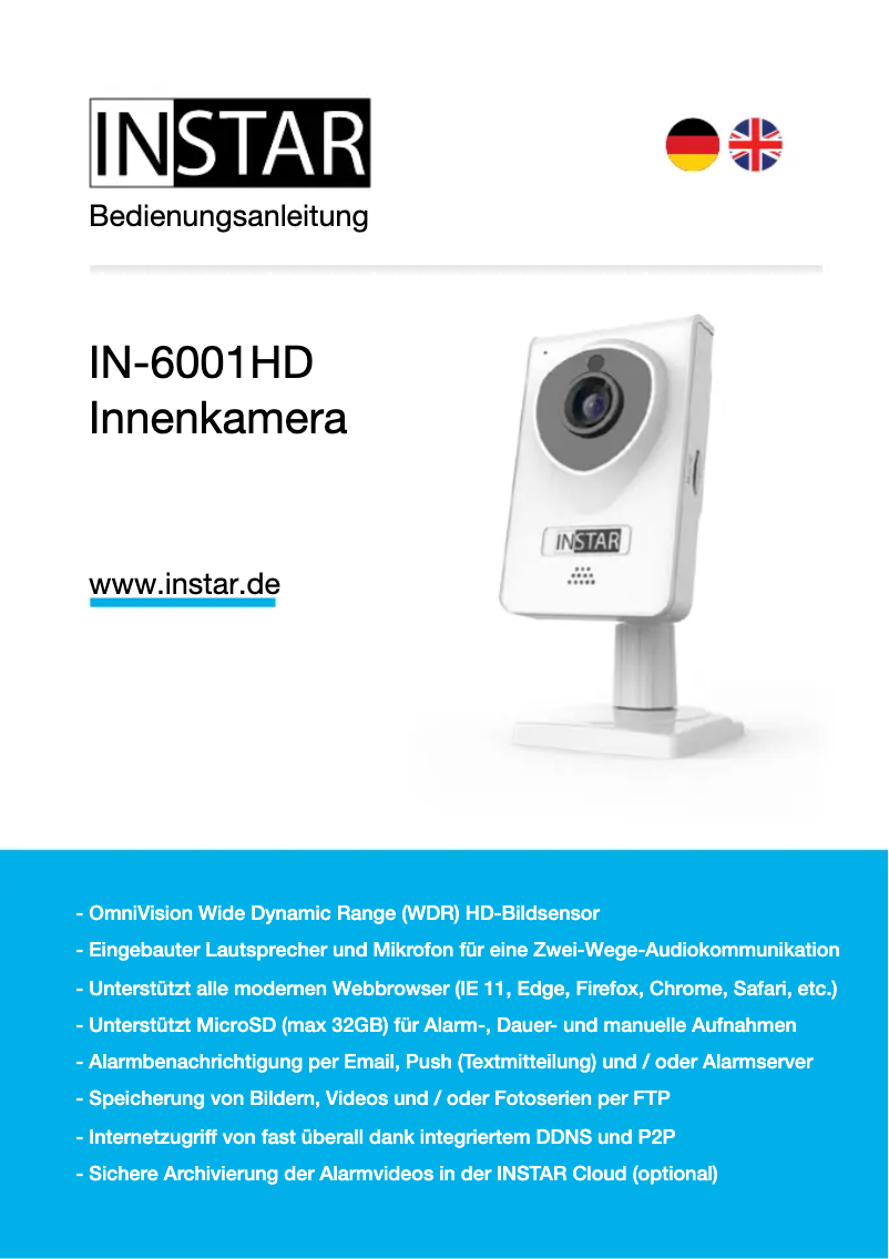 Page 1 de la notice Manuel utilisateur Instar IN-6001HD