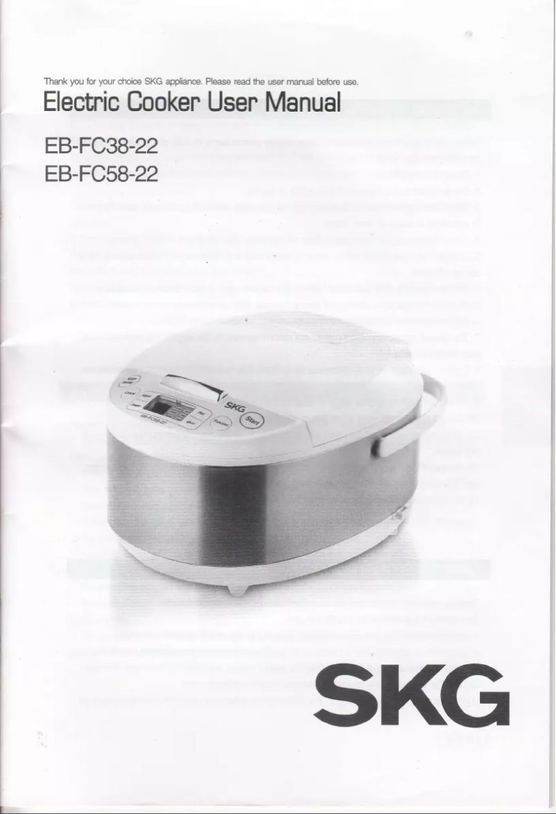 Page 1 de la notice Manuel utilisateur SKG EB-FC38-22