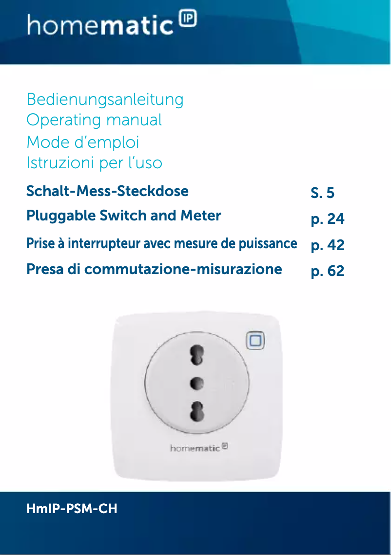Page n°1 - Manuel utilisateur eQ-3 HMIP-PSM-CH
