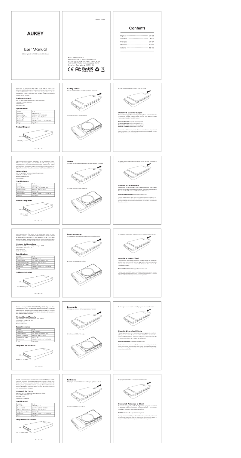 Page 1 de la notice Manuel utilisateur Aukey BR-C1