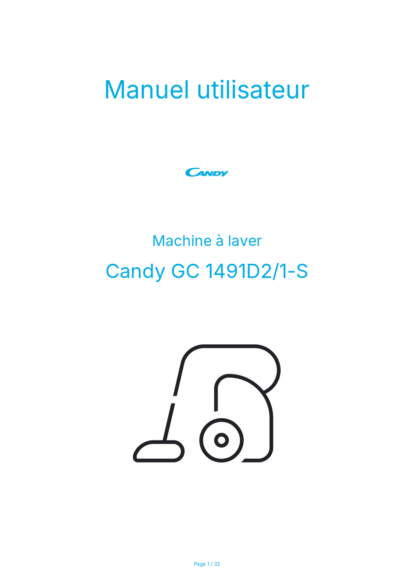 Page n°1 - Manuel utilisateur Candy GC 1491D2/1-S