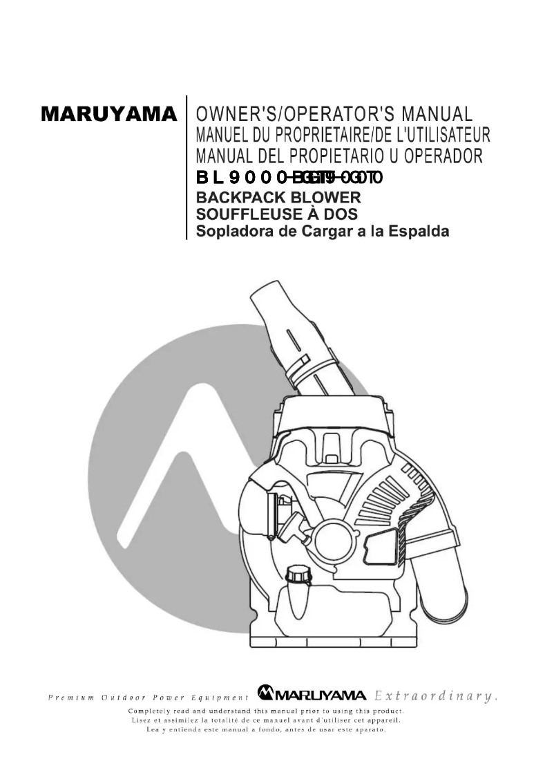 Page n°1 - Manuel utilisateur Maruyama BL9000-GT