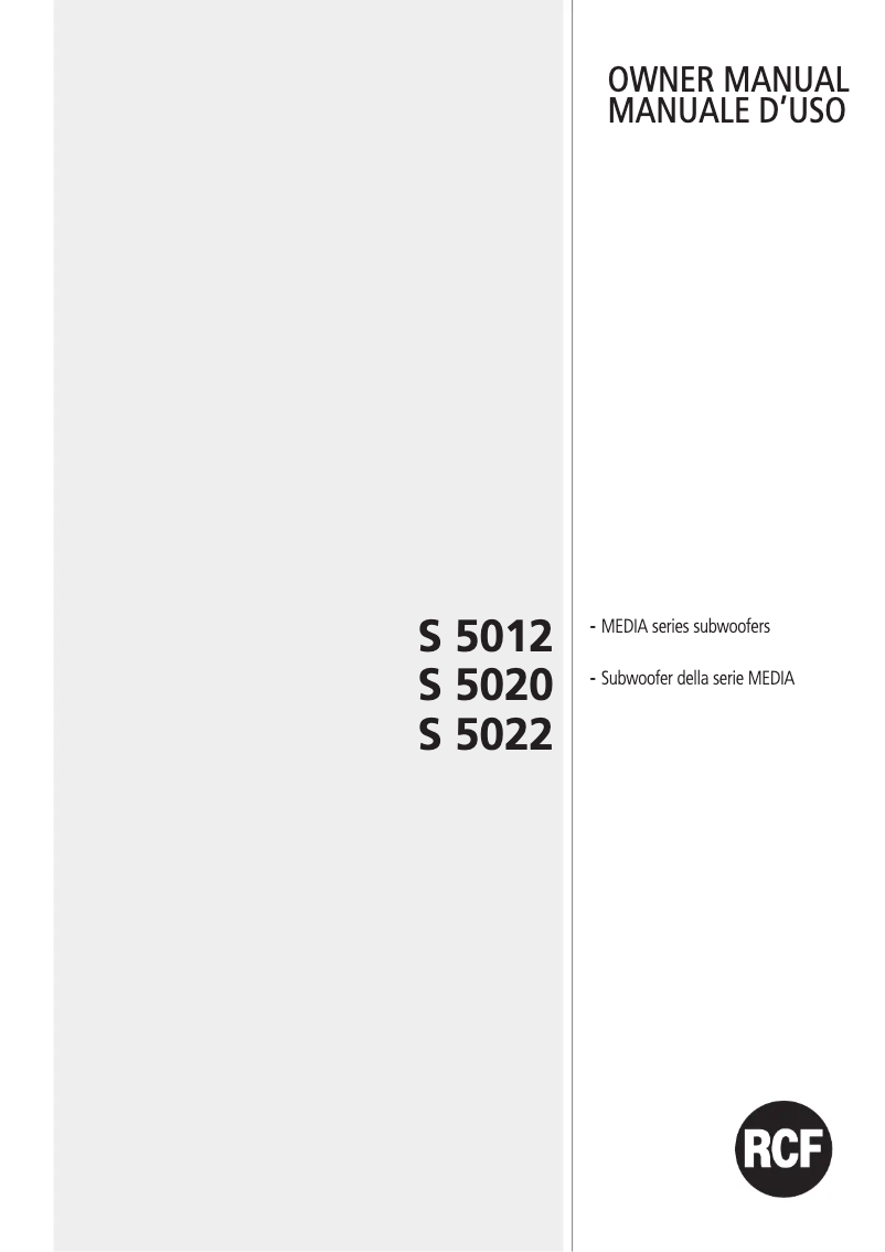 Page 1 de la notice Manuel utilisateur RCF S 5012