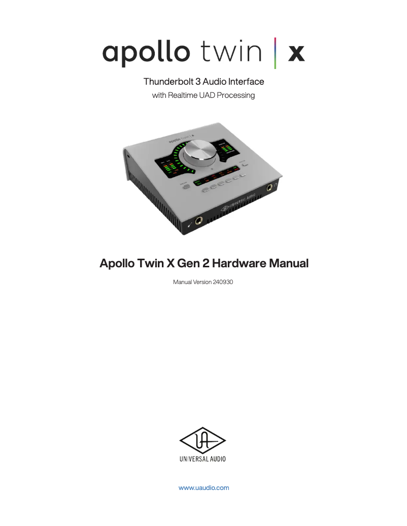 Page 1 de la notice Manuel utilisateur Universal Audio Apollo Twin X