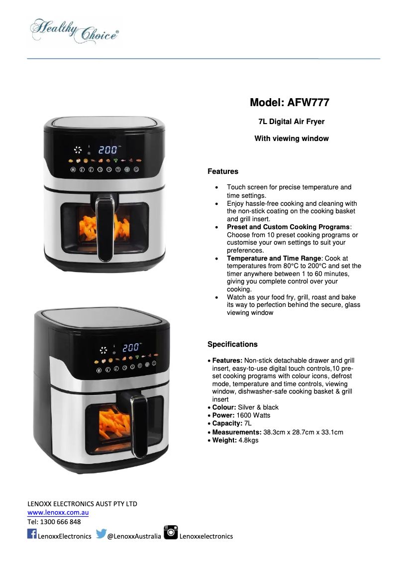 Image de la première page du manuel de l'appareil AFW777