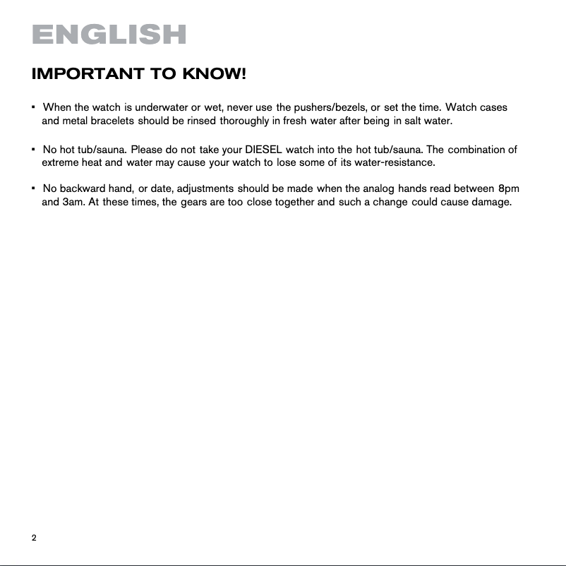 Page n°1 - Manuel utilisateur Diesel Castilia DZ5577