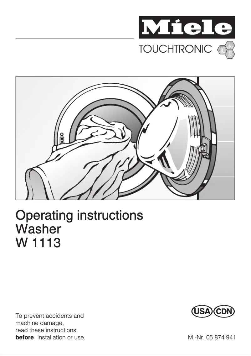 Page n°1 - Manuel utilisateur Miele W 1113