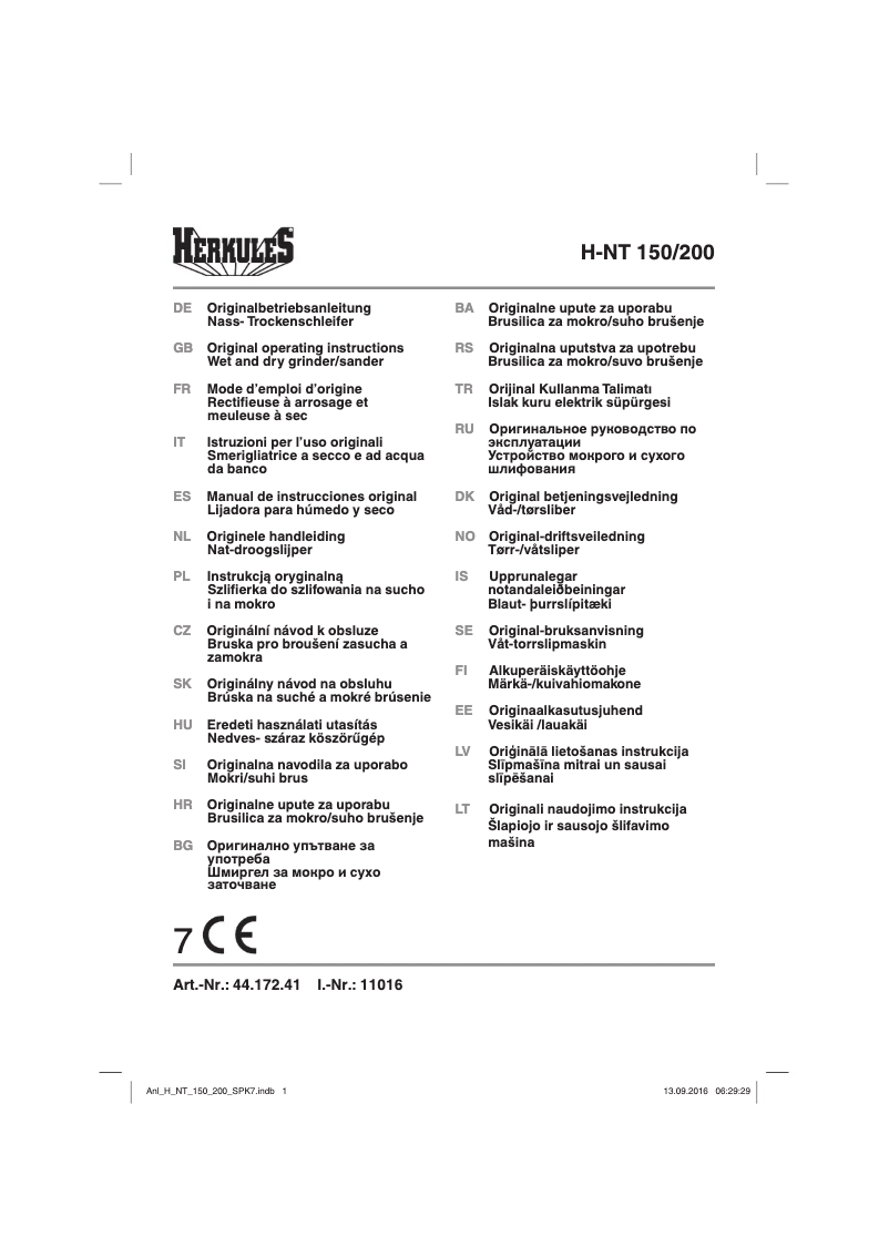 Page n°1 - Manuel utilisateur Herkules H-NT 150/200